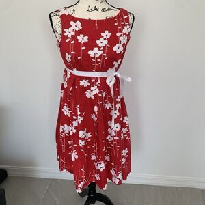 Red Floral APNY A Line Summer Dress Size M